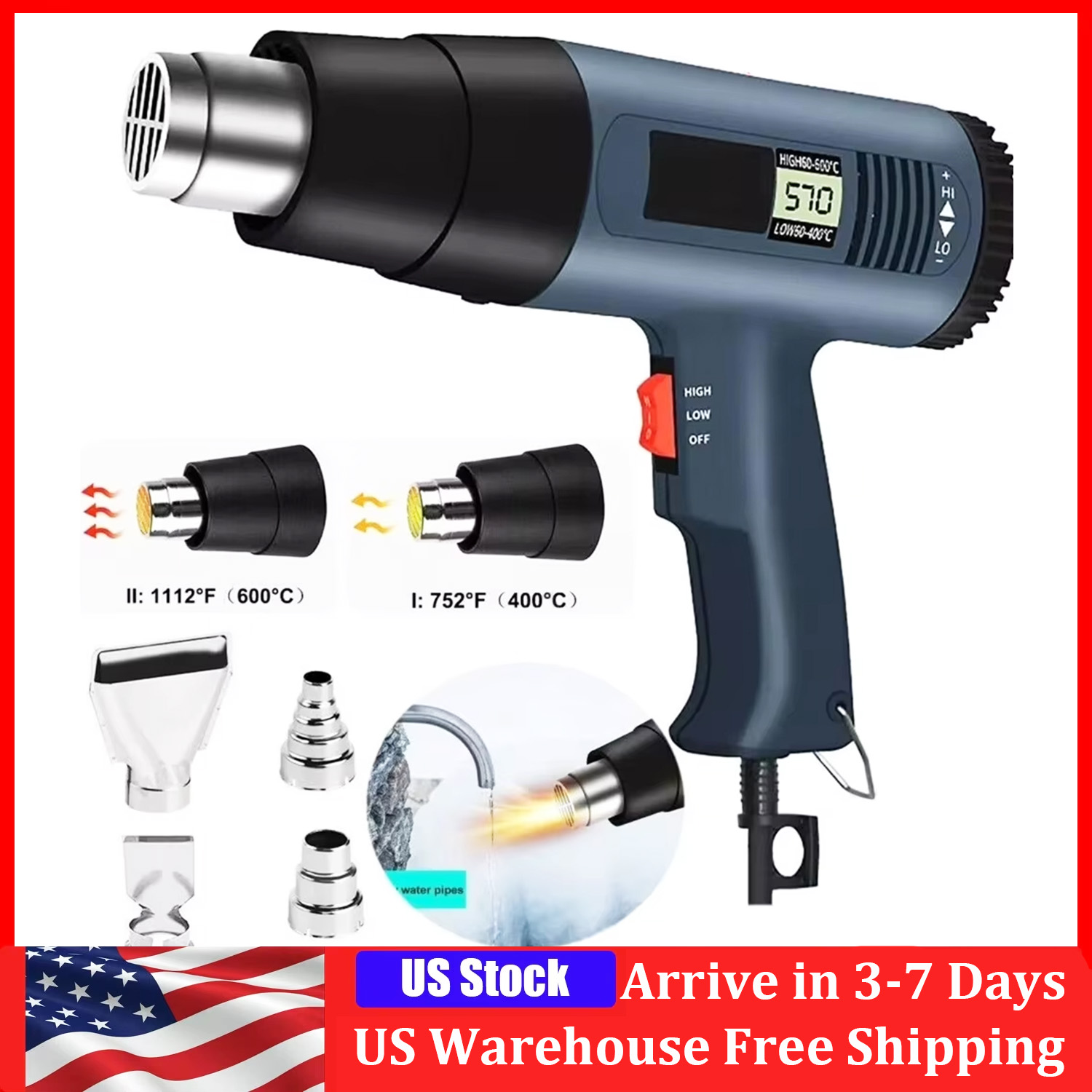 Heat Gun Small - 2000W Elektrische Heißluftpistole Mit LCD Display
