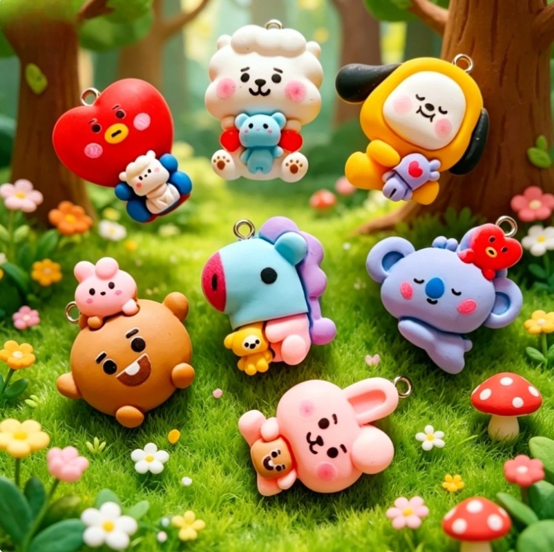 7 Stück BT21 Harz-Cartoon-Anhä – Resin Craft Material Bewertung und Preis